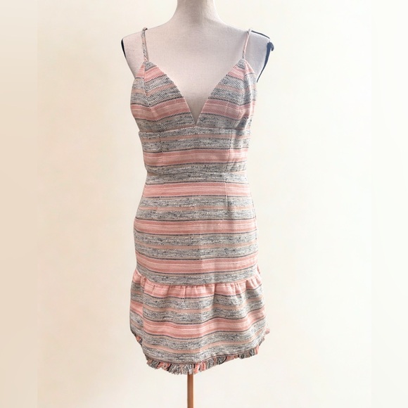 Lovers + Friends Dresses & Skirts - Lovers + Friends Pink and Gray Striped Mini Dress